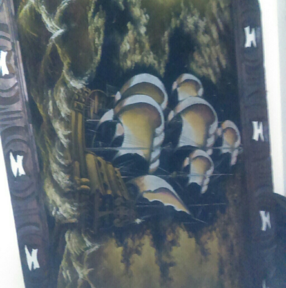 Black and gold painting wood frame